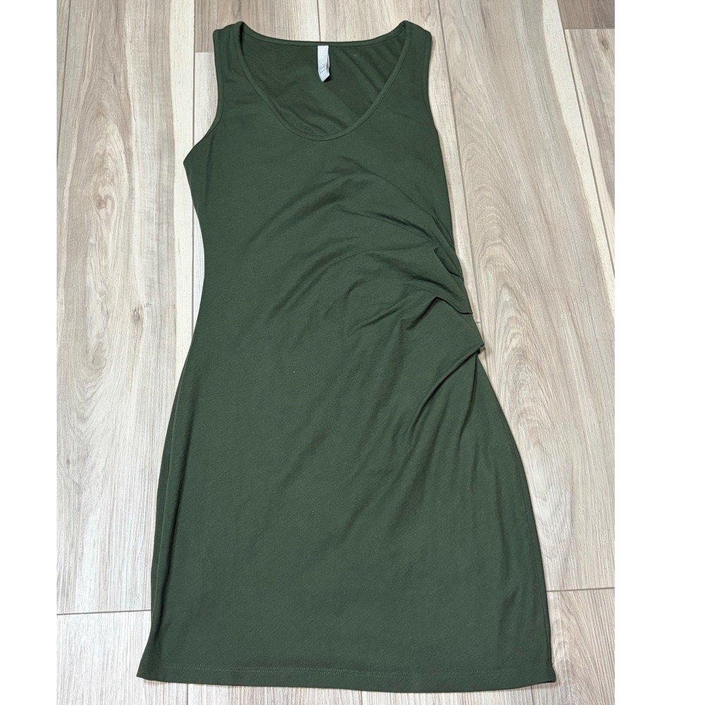 Athleta Women's Della Dress, Size MP Black Minimalist Sleeveless Ruched Bodycon